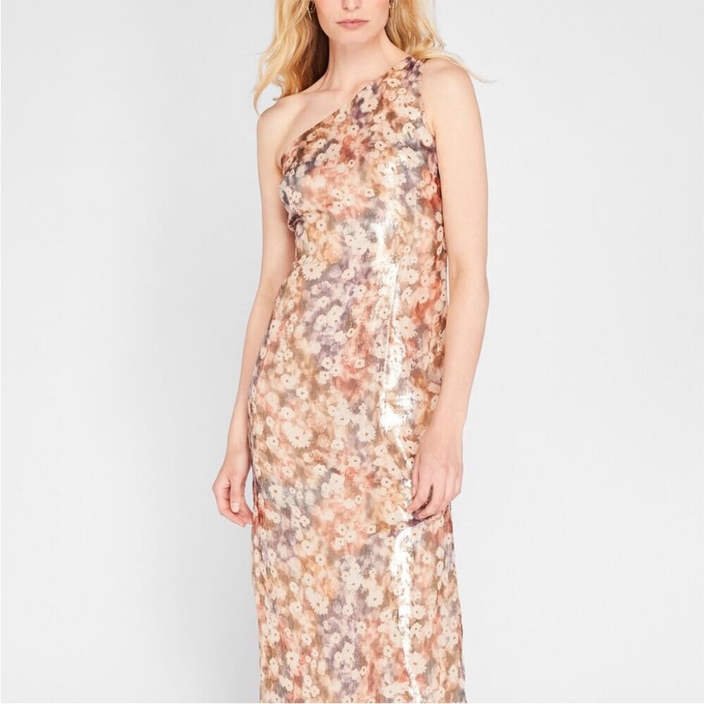 Club Monaco Gold Sequin One Shoulder Sheath Dress